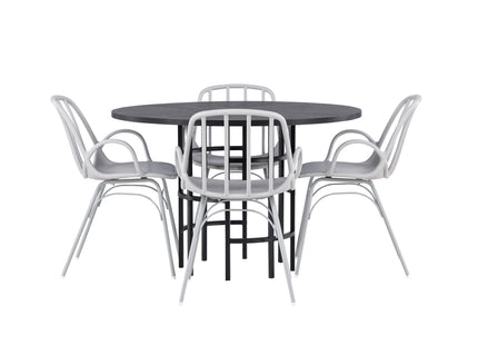 Venture Home & Furniture Fashion Dyrön & Copenhagen Matstolar 2-pack Ljusgrå + Runda Matbord ⌀115 Svart