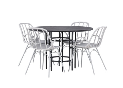 Venture Home & Furniture Fashion Dyrön & Copenhagen Matstolar 2-pack Ljusgrå + Runda Matbord ⌀115 Svart
