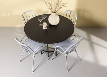 Venture Home & Furniture Fashion Dyrön & Copenhagen Matstolar 2-pack Ljusgrå + Runda Matbord ⌀115 Svart