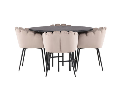 Furniture Fashion Limhamn & Copenhagen Matstolar Beige + Runda Matbord ⌀115 Svart