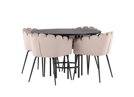 Furniture Fashion Limhamn & Copenhagen Matstolar Beige + Runda Matbord ⌀115 Svart