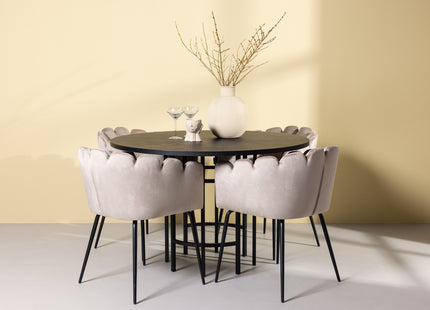 Furniture Fashion Limhamn & Copenhagen Matstolar Beige + Runda Matbord ⌀115 Svart