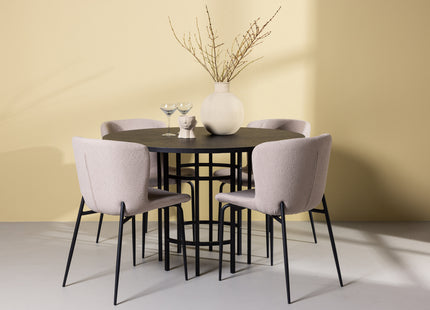 Venture Home & Furniture Fashion Modesto & Copenhagen Matstolar 2-pack Beige + Runda Matbord ⌀115 Svart