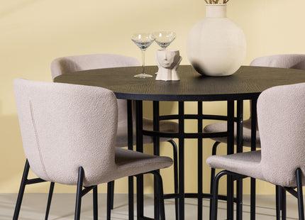 Venture Home & Furniture Fashion Modesto & Copenhagen Matstolar 2-pack Beige + Runda Matbord ⌀115 Svart