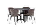 Venture Home & Furniture Fashion Modesto & Copenhagen Matstolar 2-pack Brun + Runda Matbord ⌀115 Svart