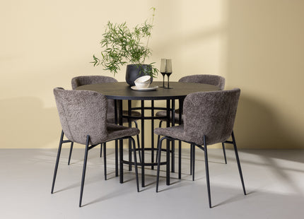 Venture Home & Furniture Fashion Modesto & Copenhagen Matstolar 2-pack Brun + Runda Matbord ⌀115 Svart