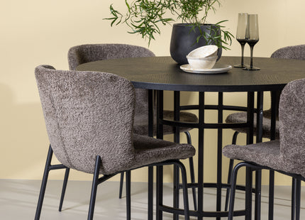 Venture Home & Furniture Fashion Modesto & Copenhagen Matstolar 2-pack Brun + Runda Matbord ⌀115 Svart