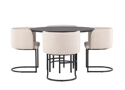 Furniture Fashion Copenhagen & Simrishamn Runda Matbord ⌀115 Svart + Matstolar Beige