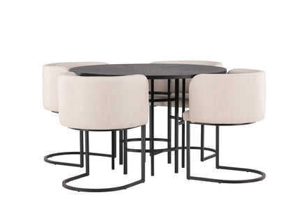 Furniture Fashion Copenhagen & Simrishamn Runda Matbord ⌀115 Svart + Matstolar Beige