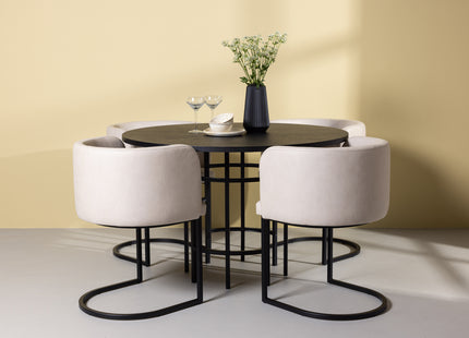 Furniture Fashion Copenhagen & Simrishamn Runda Matbord ⌀115 Svart + Matstolar Beige