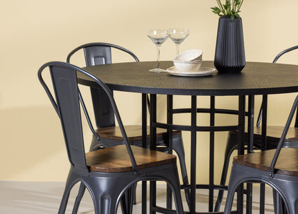 Venture Home & Furniture Fashion Tempe & Copenhagen Matstolar 2-pack Valnöt + Runda Matbord ⌀115 Svart