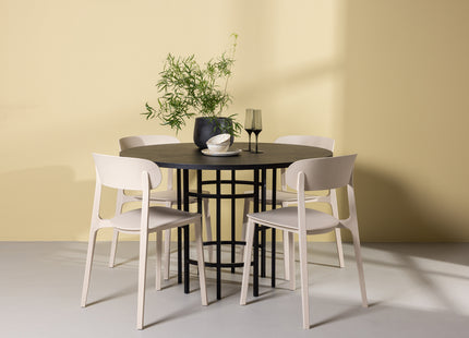Venture Home & Furniture Fashion Åstol & Copenhagen Matstolar 2-pack Beige + Runda Matbord ⌀115 Svart