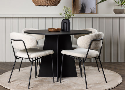 Venture Home Bootcut & Chico Runda Matbord ⌀110 Svart + Matstolar 2-pack Vit