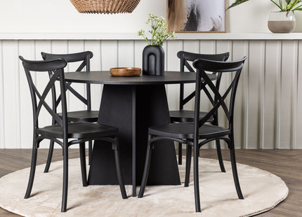 Venture Home Bootcut & Crosett Runda Matbord ⌀110 Svart + Matstolar 2-pack Svart