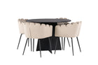 Furniture Fashion & Venture Home Limhamn & Bootcut Matstolar Beige + Runda Matbord ⌀110 Svart