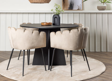 Furniture Fashion & Venture Home Limhamn & Bootcut Matstolar Beige + Runda Matbord ⌀110 Svart