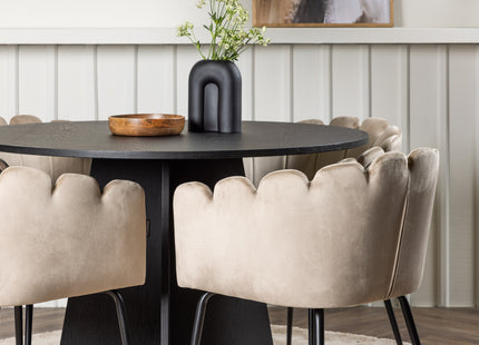 Furniture Fashion & Venture Home Limhamn & Bootcut Matstolar Beige + Runda Matbord ⌀110 Svart