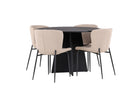 Venture Home Bootcut & Modesto Runda Matbord ⌀110 Svart + Matstolar 2-pack Beige