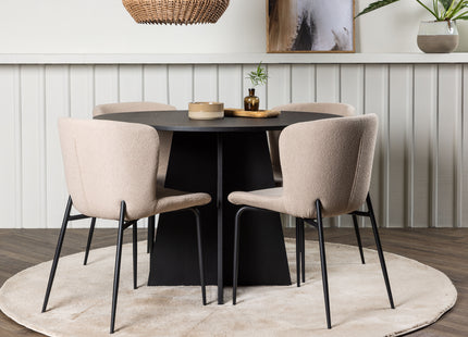 Venture Home Bootcut & Modesto Runda Matbord ⌀110 Svart + Matstolar 2-pack Beige
