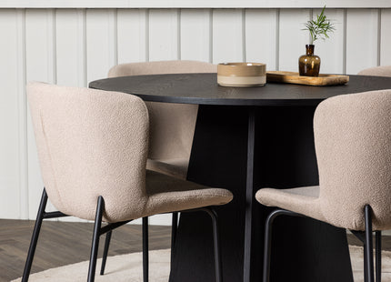 Venture Home Bootcut & Modesto Runda Matbord ⌀110 Svart + Matstolar 2-pack Beige