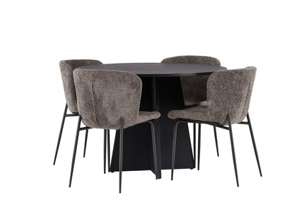 Venture Home Bootcut & Modesto Runda Matbord ⌀110 Svart + Matstolar 2-pack Brun