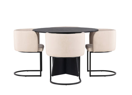 Venture Home & Furniture Fashion Bootcut & Simrishamn Runda Matbord ⌀110 Svart + Matstolar Beige