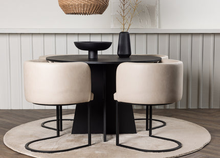 Venture Home & Furniture Fashion Bootcut & Simrishamn Runda Matbord ⌀110 Svart + Matstolar Beige
