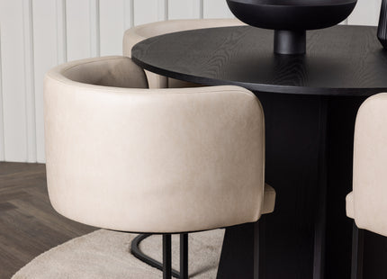 Venture Home & Furniture Fashion Bootcut & Simrishamn Runda Matbord ⌀110 Svart + Matstolar Beige