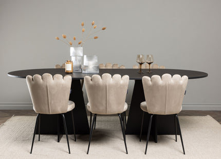 Furniture Fashion & Venture Home Limhamn & Bootcut Matstolar 2-pack Beige + Ovala Matbord 230 x 115 Svart