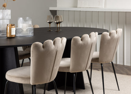 Furniture Fashion & Venture Home Limhamn & Bootcut Matstolar 2-pack Beige + Ovala Matbord 230 x 115 Svart
