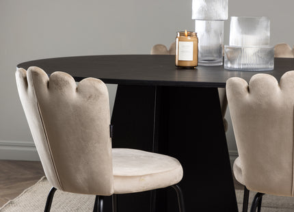 Furniture Fashion & Venture Home Limhamn & Bootcut Matstolar 2-pack Beige + Ovala Matbord 230 x 115 Svart