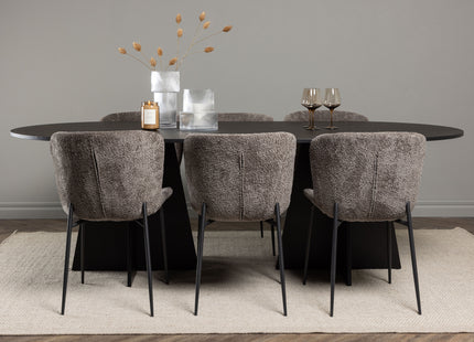 Venture Home Bootcut & Modesto Ovala Matbord 230 x 115 Svart + Matstolar 2-pack Beige
