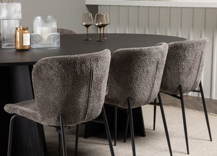 Venture Home Bootcut & Modesto Ovala Matbord 230 x 115 Svart + Matstolar 2-pack Beige
