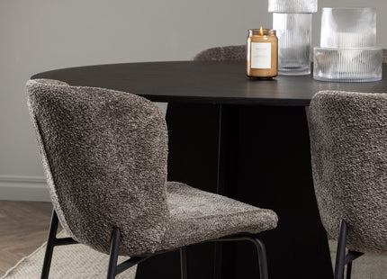 Venture Home Bootcut & Modesto Ovala Matbord 230 x 115 Svart + Matstolar 2-pack Beige