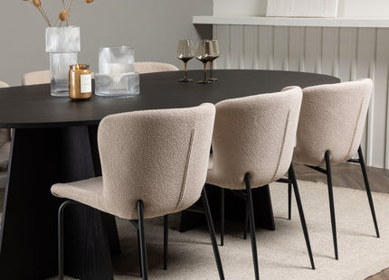 Venture Home Bootcut & Modesto Ovala Matbord 230 x 115 Svart + Matstolar 2-pack Brun