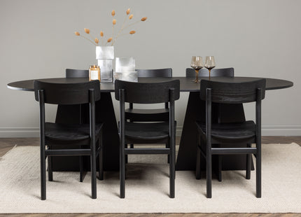 Venture Home Bootcut & Montros Ovala Matbord 230 x 115 Svart + Matstolar 2-pack Svart