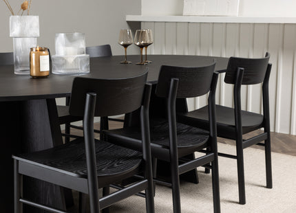 Venture Home Bootcut & Montros Ovala Matbord 230 x 115 Svart + Matstolar 2-pack Svart
