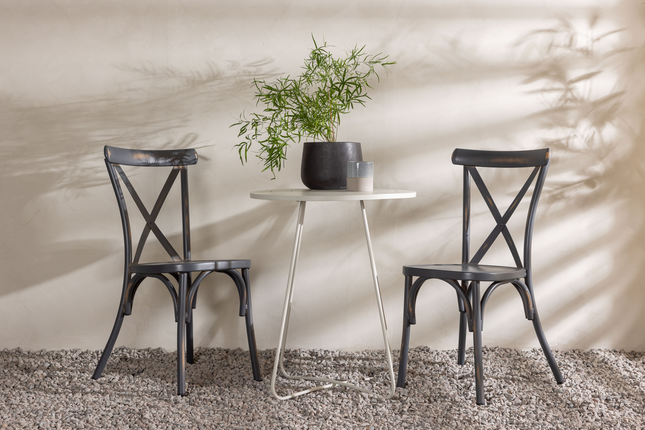 Venture Home Tablas & Bacong Caféset Utomhus Med 2st Matstolar Mörkgrå/Beige