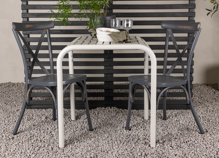 Venture Home Borneo & Tablas Caféset Utomhus Med 2st Matstolar Beige/Mörkgrå