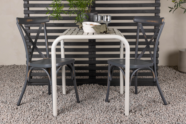 Venture Home Borneo & Tablas Caféset Utomhus Med 2st Matstolar Beige/Mörkgrå