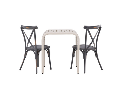 Venture Home Borneo & Tablas Caféset Utomhus Med 2st Matstolar Beige/Mörkgrå