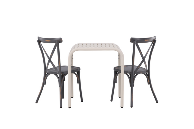 Venture Home Borneo & Tablas Caféset Utomhus Med 2st Matstolar Beige/Mörkgrå