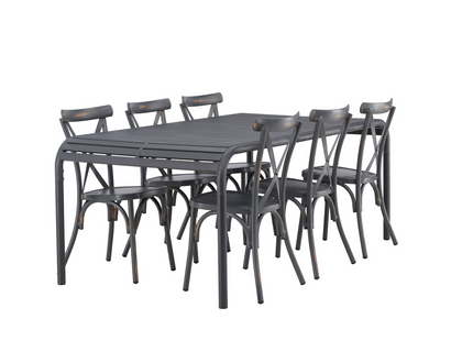 Venture Home Borneo & Tablas Matgrupp Utomhus Med 6st Matstolar Svart/Mörkgrå