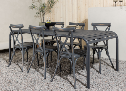 Venture Home Borneo & Tablas Matgrupp Utomhus Med 6st Matstolar Svart/Mörkgrå