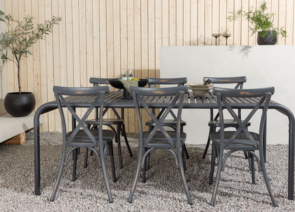 Venture Home Borneo & Tablas Matgrupp Utomhus Med 6st Matstolar Svart/Mörkgrå