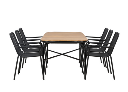 Venture Home Holmbeck & Peking Matgrupp Utomhus Med 6st Matstolar Svart/Natur
