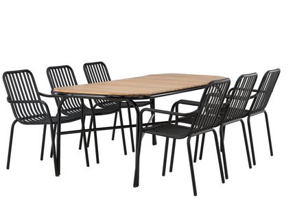 Venture Home Holmbeck & Peking Matgrupp Utomhus Med 6st Matstolar Svart/Natur