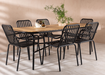 Venture Home Holmbeck & Peking Matgrupp Utomhus Med 6st Matstolar Svart/Natur