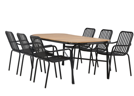 Venture Home Holmbeck & Peking Matgrupp Utomhus Med 6st Matstolar Svart/Natur