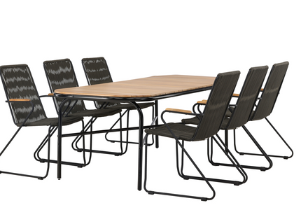 Venture Home Holmbeck & Bois Matgrupp Utomhus Med 6st Matstolar Natur
